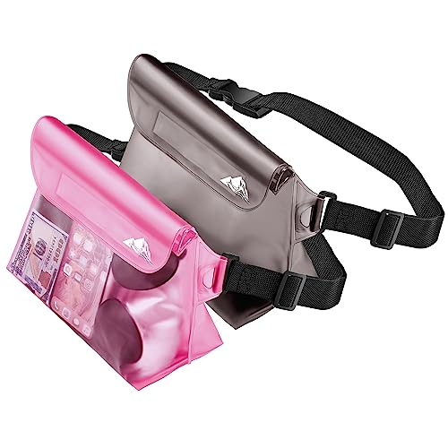 Image of HEETA 2 /3 /4 Pack Waterproof Pouch with Waist Strap, Screen Touchable Dry Bag with Adjustable Belt for Phone Valuables for Kayaking, Swimming, Snorkeling, Boating, Fishing, Surfing & Beach