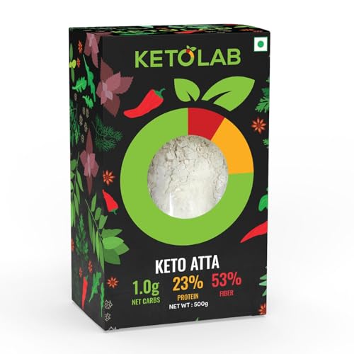 Image of Ketolab Keto Aata Flour, 500 Gms, 1 Pack, 1g Net Carb & 23% High Protein /Soft Roti, Identical to Wheat Flour, Ultra Low Carb, Pre-Biotic High Fibre, Low GI, Keto Diet, Weight Loss, Diabetic Friendly