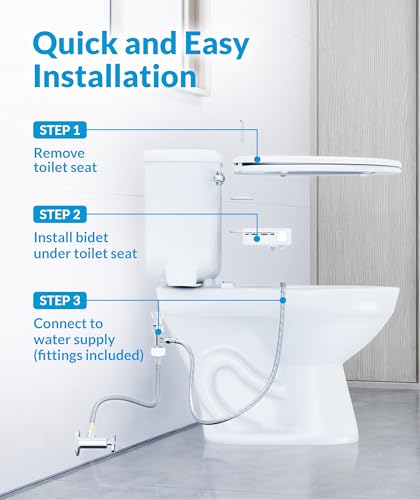 Image of CLEAR REAR Bidet Attachment for Toilet Seat - Non-Electric with Self Cleaning Dual Nozzles, Leak Proof Connectors, Adjustable Water Spray, Rear & Feminine Wash - Hygienic Bathroom Upgrades