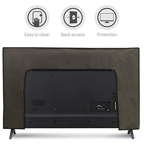 kwmobile Dust Cover for 49-50" TV - Fabric Case TV Protector for Flat Screen TVs - Dark Grey - Image 5