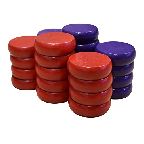 26 Red and Purple Crokinole Discs - Full Set (Large – 1 1/4 Inch Diameter (3.2cm))