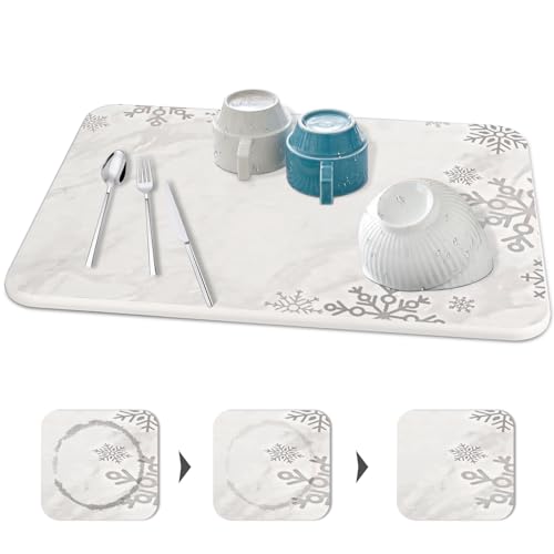 Nudwis Stone Drying Mat for Kitchen Counter, Dish Drying Mat Non-slip, Multi-use Fast Drying Mat for Bathroom, Eco-Friendly Diatomaceous Earth Mat for Baby Bottles, Dishes, and More