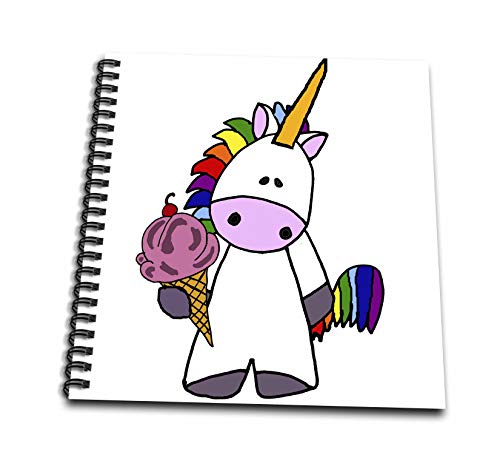 Livre de dessin licorne blanche et crème glacée 3dRose 8x8 pouces pour croquis