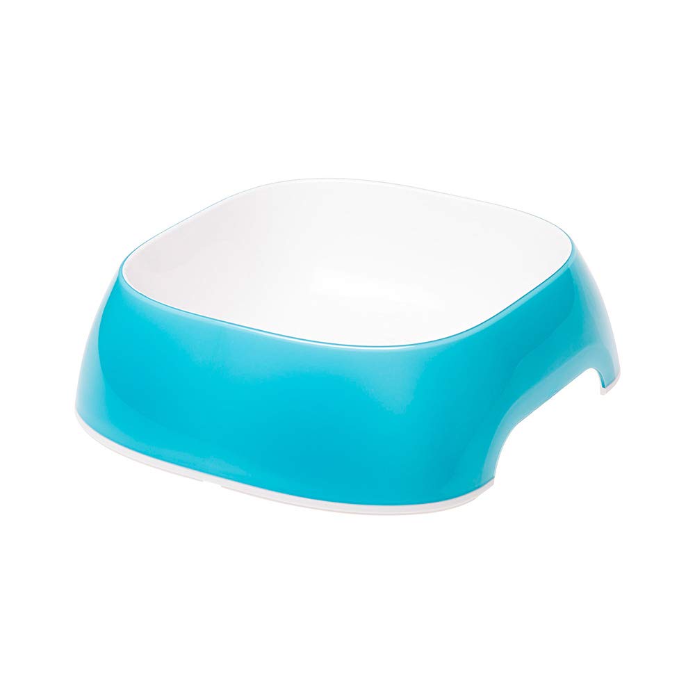 Ferplast Cat Bowls GLAM, Non-Slip Rubber Base, Food and Water Plastic Small Dog Bowl Easy to Clean, 0,4 Liter, Blue