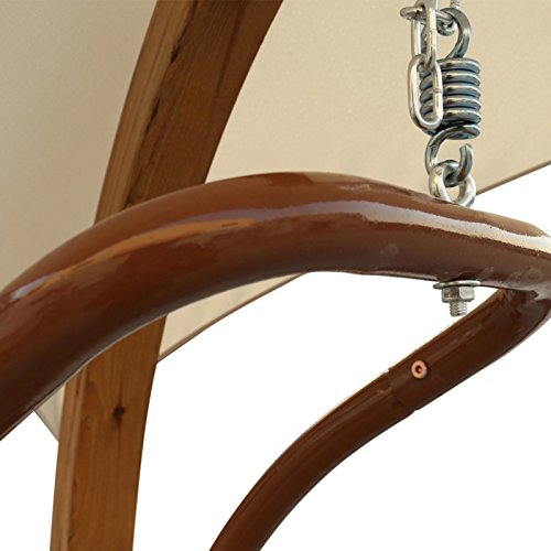 Leisure Season Slu135 Swing Umbrella-Brown-1 Piece-Hanging Wooden Shade And Polyester Cushion Wing Lounge Chair With Umbrell #TOP1