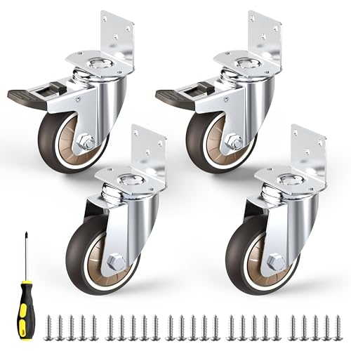 Roulettes pour meubles de 75 mm HOLKIE avec plaque en L et freins