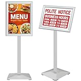 VAIIGOsoporte de cartel robusto y duradero, menú, pantalla ajustable con base de hierro fundido, para carteles, menús, publicidad, ventas, comentarios, pantalla de señalización (a3, plata)