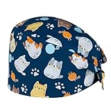 Tomedeks OP Hauben Stoff Krankenschwester, OP Hauben Damen/Herren, Schrubben Kappe Bedruckte Füllig Turban Hut Verstellbare Füllig Haarabdeckung Doktor Kappe,für Zahnärzten