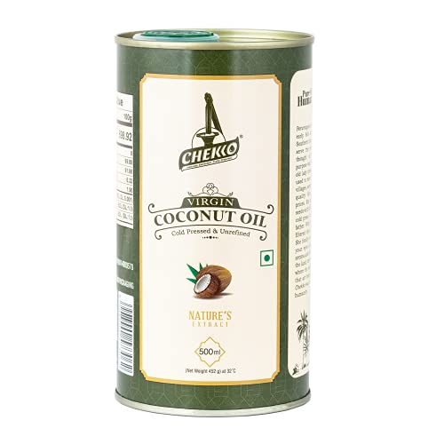 Chekko Cold Pressed Virgin Coconut Oil for Cooking Food, Massage, Diet, Oil Pulling, 100% Natural ( 1 LTR / 500 ml) (500 ml)