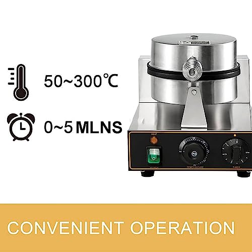 Macchina per waffle, 1200 W, antiaderente, elettrica, professionale, con controllo della temperatura e del tempo, ideale per panetteria, casa, cucina e ristorante.,