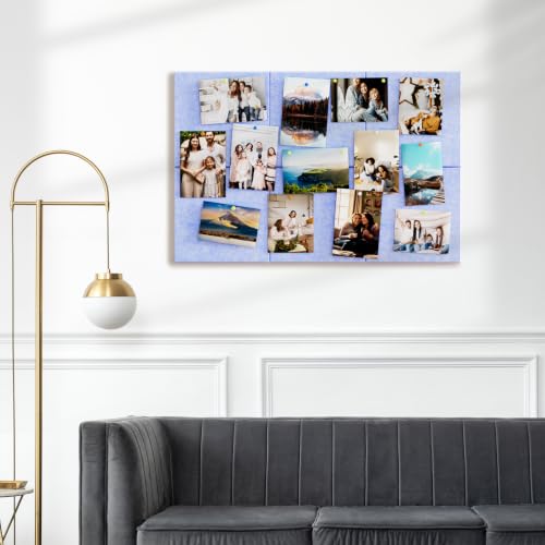 Image of MaxGear Felt Bulletin Board 36 inch x 24 inch, Light Blue Felt Wall Tiles Push Pins