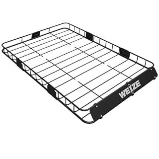 WEIZE 54" x 34" x 6" Roof Rack Rooftop Cargo Carrier Steel Basket, Heavy Duty Car Top Luggage Holder with Extension for SUV, Pick Up Trucks, 150 lbs Capacity