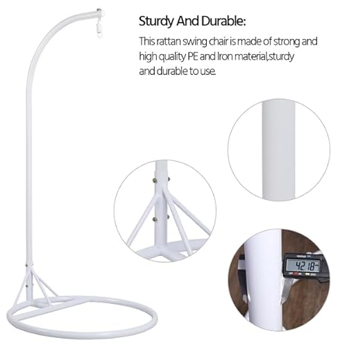 Yaheetech Hammock Chair Rattan Swing Chair, Hammock Chair Garden Swing Chair Patio Hanging Chair Indoor/Outdoor with Soft Cushion Armrest Design White - Image 5