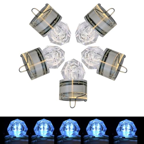 DUNKTEAM 5PCS Diamond LED Fishing Lights?Deep Drop Fishing Lures?Water-Activated Fishing Attractants Light for Saltwater Freshwater