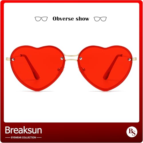 Rimless Heart Sunglasses for Women Girls Trendy Heart Shaped Glasses Cute Love Sun Glasses Fashion Lovely Style3
