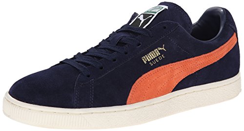 Image of PUMA Men's Suede Classic + Sneaker, Peacoat /Nasturtium /Whisper White, 10 M US