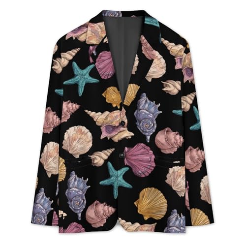 Shells Conchs And Starfish Men's Blazer Printed Button Suit Jacket Slim Sport Coat Blazers3