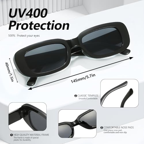 Trendy Rectangle Sunglasses - 90s Retro Narrow Square Frame, UV400 Protection, Vintage Fashion Small Shades4