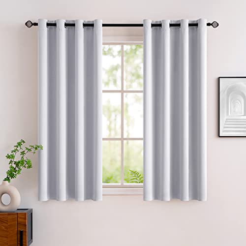 MIULEE Room Darkening Curtains Thermal Insulated Black Out Drapes Window Treatment Grommet Light Blocking Blackout Curtain for Living Room Bedroom 2 Panels Set 52 x 54 inch Length Greyish White