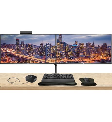 Image of HP Series 7 Pro 27-inch 727pm & 727pk 4K UHD 2160P Conferencing Monitors 2 Pack Bundled with Desk Mount Stand, USB-C Multiport G5 Dock, MK670 Wireless Keyboard & Mouse, Gel Mouse & Wrist Pad