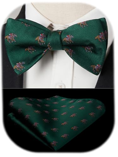 Image of HISDERN Bow Ties for Men Self Tie Animal Bowties Pocket Square Woven Silk Fun Bowtie Handkerchief Set for Wedding Party
