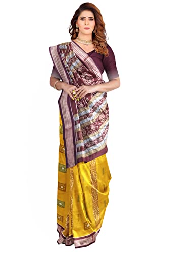 Image of NUAPATANAPATA Odisha Handloom Khandua Ikkat Sambalpuri Saree With Blouse Piece - Handmade Pure Cotton Traditional Ethnic Wear
