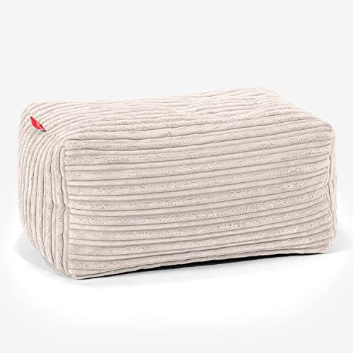 Lounge Pug Petit Pouf Repose Pied en Velours Côtelé, Repose-Pieds Ottoman, Siège Supplémentaire pour Salon, Entrée, Bureau, Ivoire