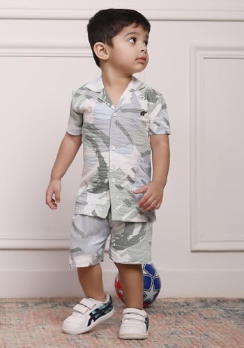 Image of POLKA TOTS 100% Cotton Co-Ord Set for Boys | Half Sleeve Shirt & Shorts Beach Outfit for Kids | Ultra-soft & Breathable Summer Clothes for Toddler & Baby Boy | Casual Dress & Printed Nightwear Set