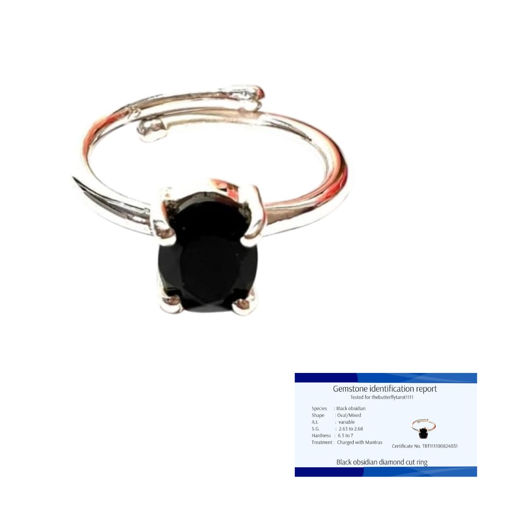 Black obsidian diamond cut ring | Products AAA Natural Original Certified | Genuine Adjustable | Gemstone | for Unisex| charged | thebutterflytarot1111-image-23