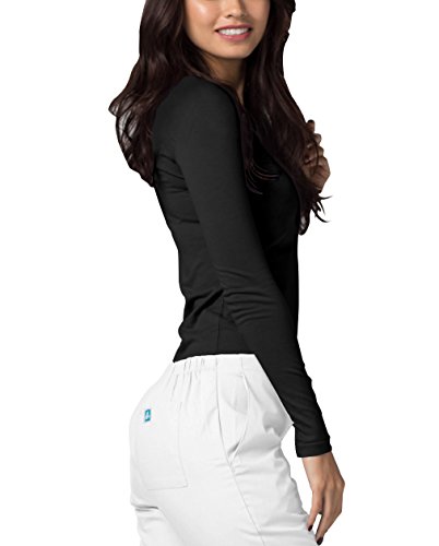 Adar Underscrubs for Women - Long Sleeve Underscrub Comfort Tee - 2900 - Black - M