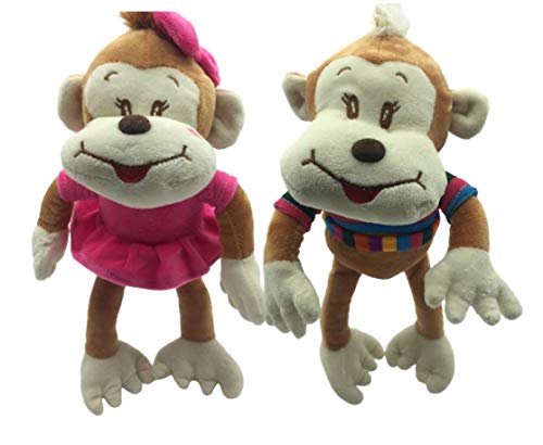 loyfer Pack de 2 Peluche para Bebe de 30cm Cada uno (Multicolor) monita mariola y Mono Mario