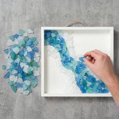 Jetec Sea Glass for Crafts Pieces Seaglass Decor Flat Frosted Sea Glass Ornaments Vase Filler Crushed for Beach Wedding Party Decor Home Aquarium DIY Craft Supplies(Blue, White, Green,11 oz)