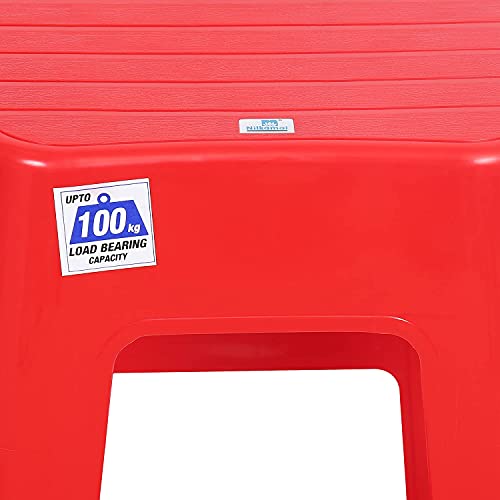 Image of Nilkamal STL21 Step Stool for Home, Bedroom, Bathroom, Kitchen, Living Room, Office, Adult, Kids, Children's and Garden Stool with 100Kg Load Capacity (Bright Red)