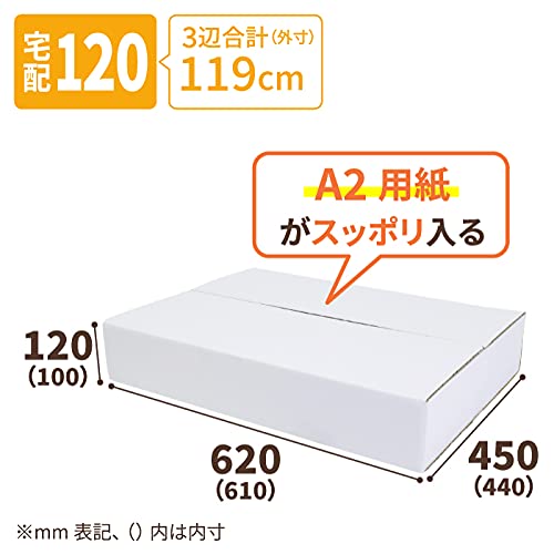 Amazon.co.jp: アースダンボール 120サイズ 浅型 A2対応 段ボール箱 白