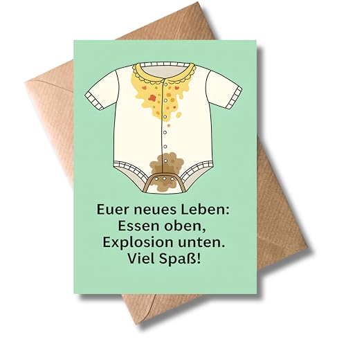 WBdesignz Geburtsglückwunschkarte „Euer neues Leben: Essen oben, Explosion unten“ - Witzige...