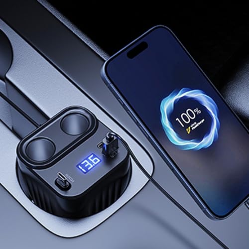 Cargador de coche de doble dispositivo 60W para teléfono celular con conector ajustable 4
