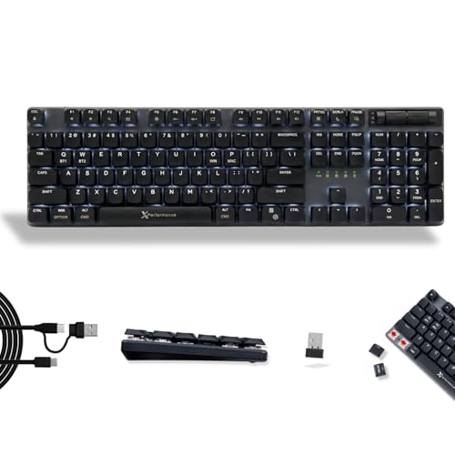X9 Slim Mechanical Keyboard Wireless – Low Profile Red Switches, Triple Mode (Bluetooth + 2.4GHz +...