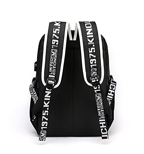 Jupkem Anime Demon Backpack Bag Usb With Charging Port Student School Bag Laptop Cosplay For Boys Girls (Black, One Size) #TOP3