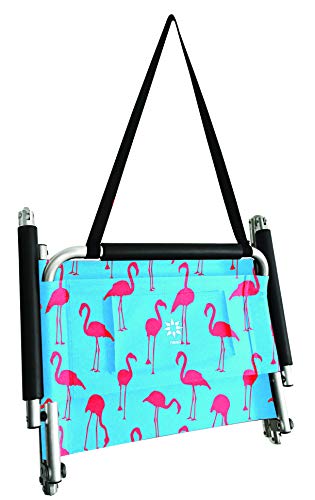 Image of Neso Beach Chairs - Lightweight, Portable and Foldable Recliner Beach Chairs for Park, Camping and Outdoor Adventures - with Slip Pockets and Shoulder Strap - 2 Pack - Flamingos - XL