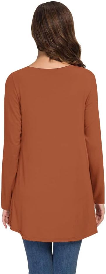 AWULIFFAN Women's Fall Long Sleeve V-Neck T-Shirt Sleepwear Tunic Tops Blouse Shirts - Image 4