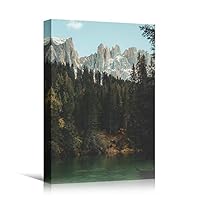 Canvas Wall Art Green Forest Dramatic Forest Landscape Living Room Multicolor Photography Rustic - 12x18 inches