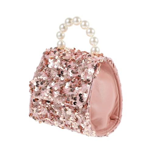 Bolso bandolera de lentejuelas rosa fácil de llevar con diseño multifuncional para niña