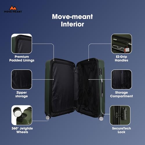 Image of Move-Meant TREKIFY Small & Medium 55 & 66Cm Suitcase 8 Wheels Number Lock Polypropylene Olive Trolley Bag for Men & Women | 360 Degree Wheeling Luggage | Trolley Bags for Travel