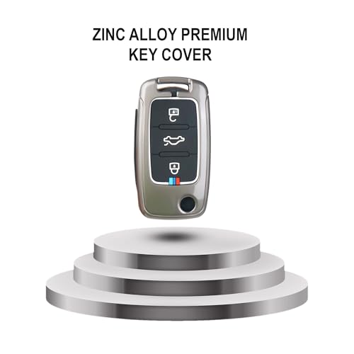 Image of Auto Thrill Premium Metal Alloy Key Cover for Skoda and Volkswagen - Polo Vento Jetta Ameo Passat and Skoda Rapid Laura Superb Octavia Fabia Yeti 3 Button Flip Key