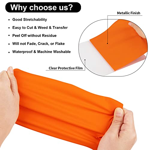 Image of VINYL FROG Orange Heat Transfer Vinyl 10x60 inch(5 feet) Iron On HTV for Cameo or Heat Press Machine