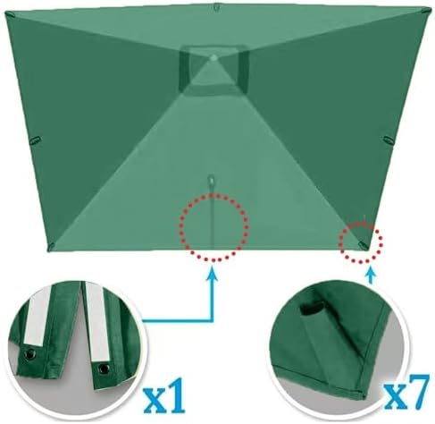 10' x 13' Rectangular Cantilever Umbrella Replacement Canopy - Large Offset Patio Umbrella Fabric Cover, Outdoor Shade, Waterproof Green Top (4x/13x10ft)