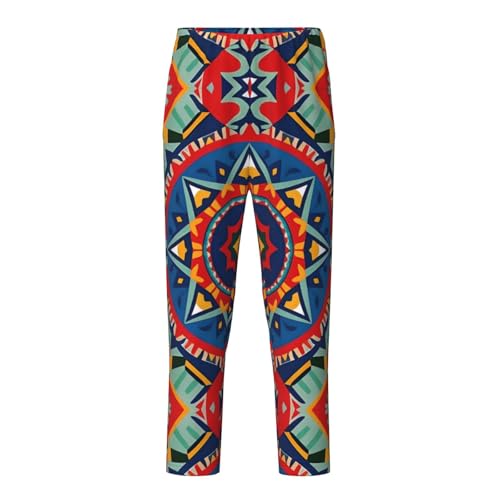 Pajama Pants Pajama Bottoms with Elastic Waistband Sleepwear Lounge PantsColorful Geometric Flowers