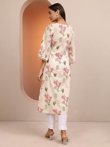 Image of Libas Printed Cotton Straight Kurta for Women