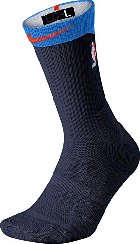 NIKE NBA Elite Quick Crew Basketball Socks (Blue/Orange, L)