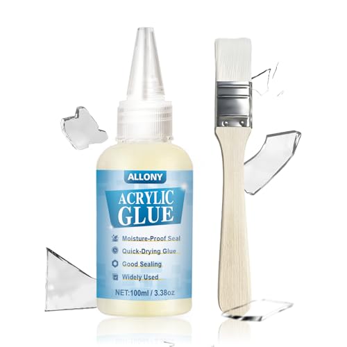 Allony Pegamento para Cristal, Pegamento Cristal, Pegamento Plastico, Impermeable, Resistente a Altas Temperaturas, Adecuado para Unir PC, ABS, Acrílico, Plástico, 100ml